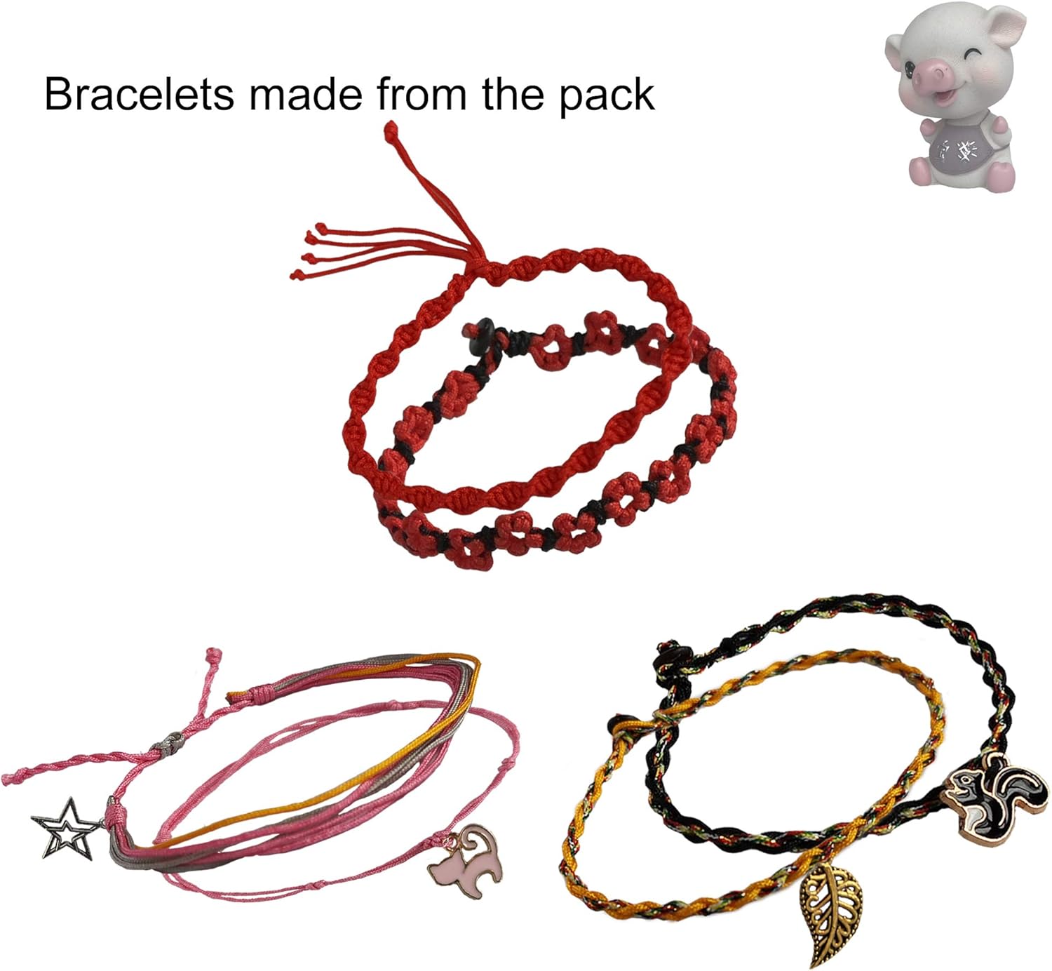 Jewelry Making DIY Kit for Friendship Bracelet Anklet Necklace Set A - 24m Marcrame Threads in 6 Colors + 21 Charms/Beads + Video Tutorials