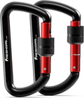 2Pcs 3inch Locking Carabiner Clips, Weight Rating 1224kg, Screw-gate Aluminum Carabiners Heavy Duty, for Hammocks, Yoga Swing, Camping, Keychain, Locking Dogs, Black