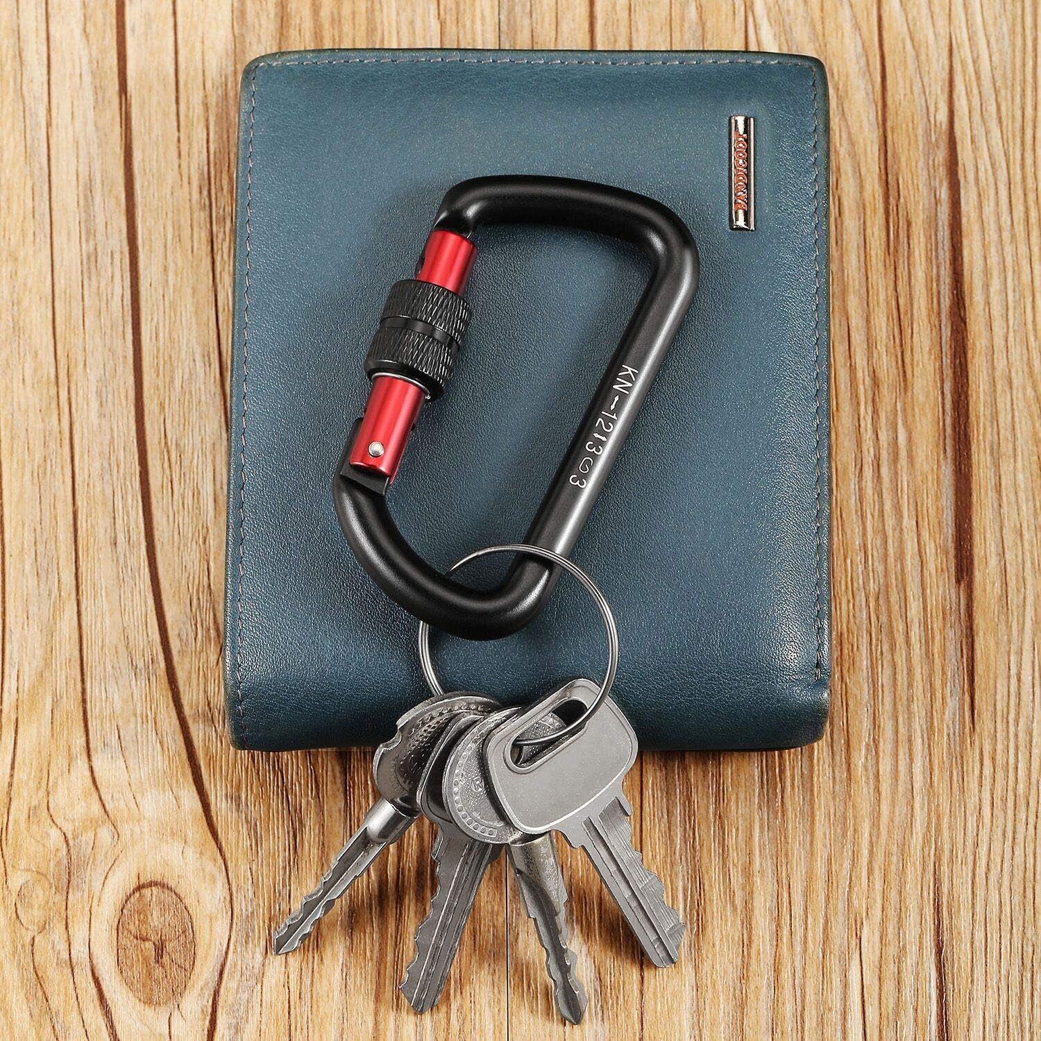 2Pcs 3inch Locking Carabiner Clips, Weight Rating 1224kg, Screw-gate Aluminum Carabiners Heavy Duty, for Hammocks, Yoga Swing, Camping, Keychain, Locking Dogs, Black