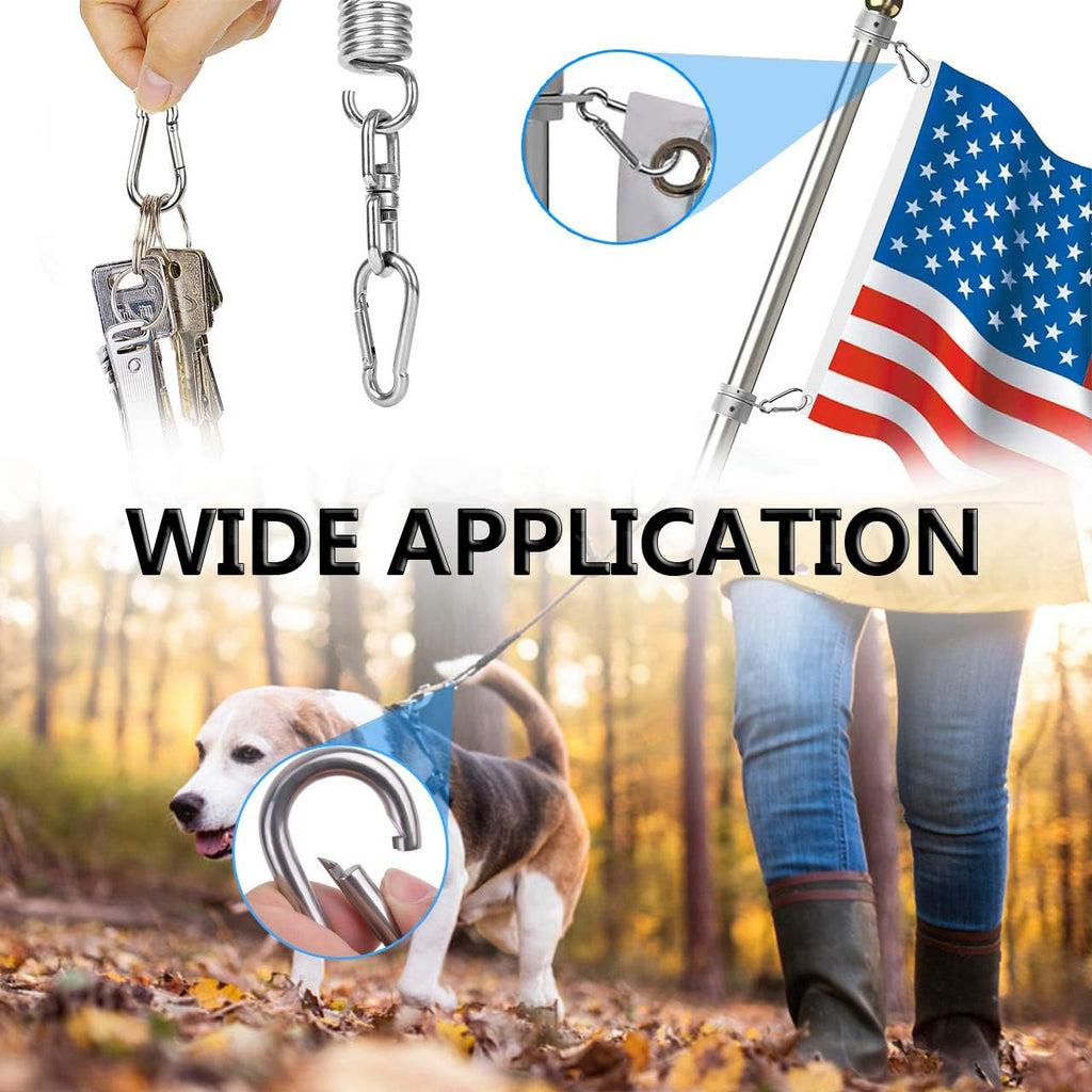 Spring Snap Hooks, 304 Stainless Steel Metal Clip Heavy Duty Rope Connector Small Snap Clamp Key Chain Link Buckle for Hammock Swing Set Outdoor Travel Camping Fishing Hiking 2.36inch(m6)-8pcs