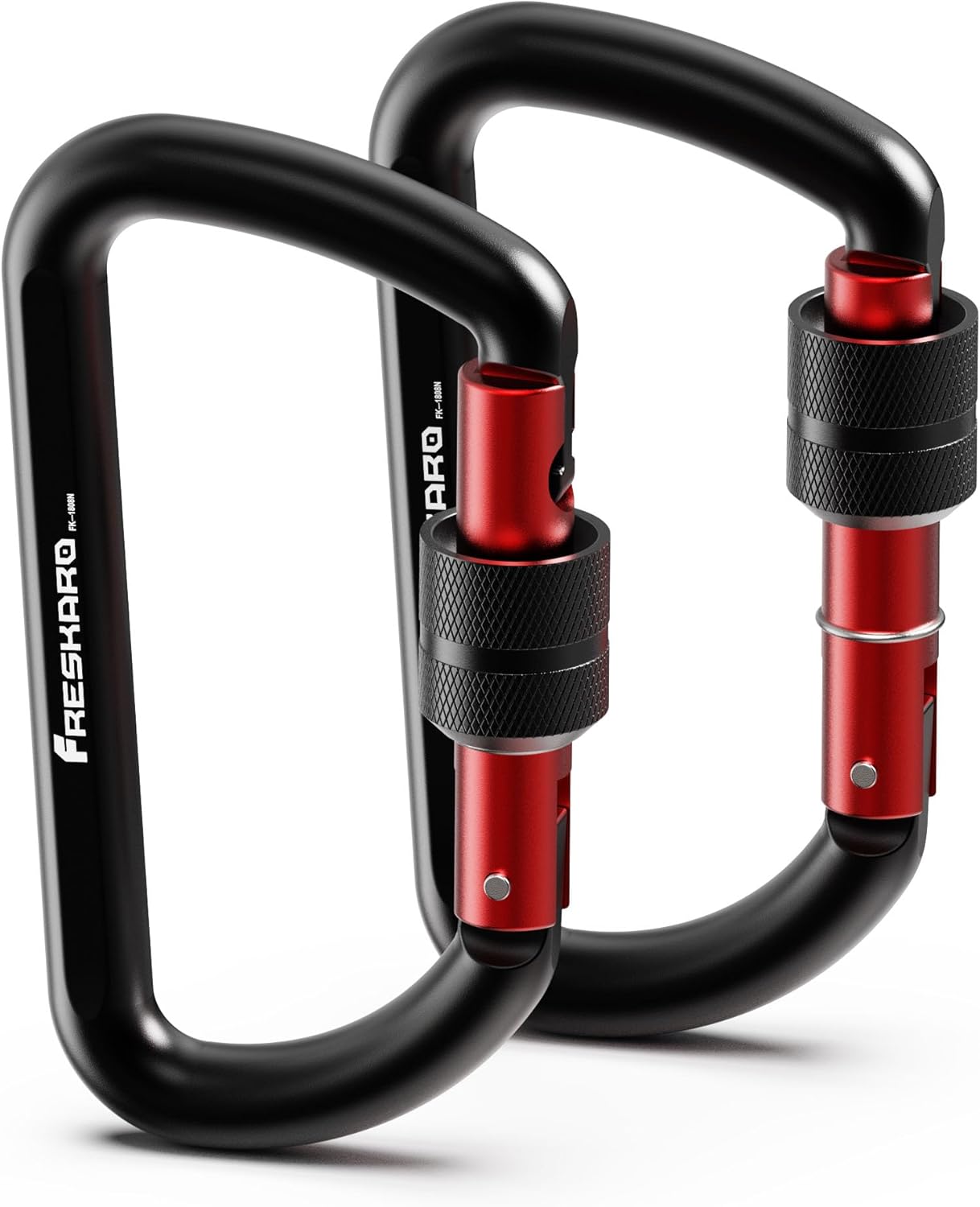 2Pcs 3inch Locking Carabiner Clips, Weight Rating 1224kg, Screw-gate Aluminum Carabiners Heavy Duty, for Hammocks, Yoga Swing, Camping, Keychain, Locking Dogs, Black