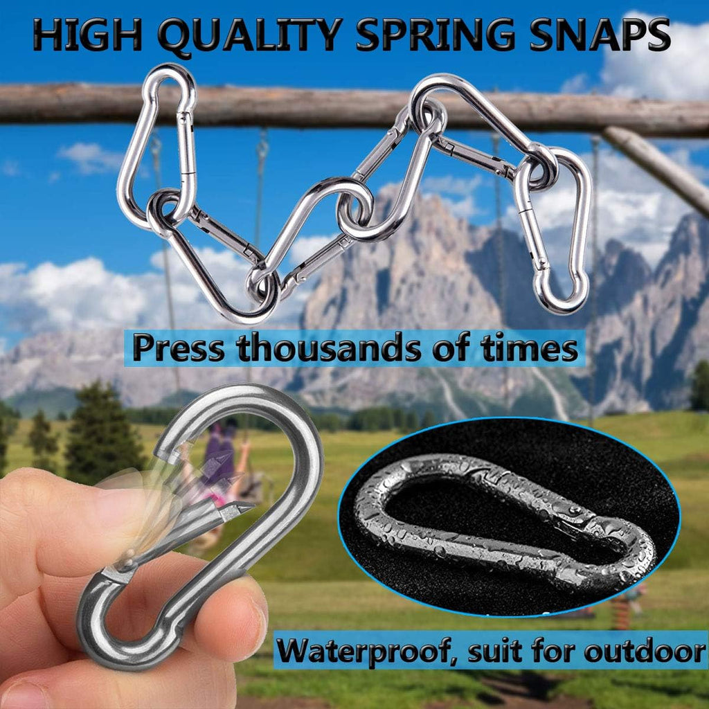 Spring Snap Hooks, 304 Stainless Steel Metal Clip Heavy Duty Rope Connector Small Snap Clamp Key Chain Link Buckle for Hammock Swing Set Outdoor Travel Camping Fishing Hiking 2.36inch(m6)-8pcs