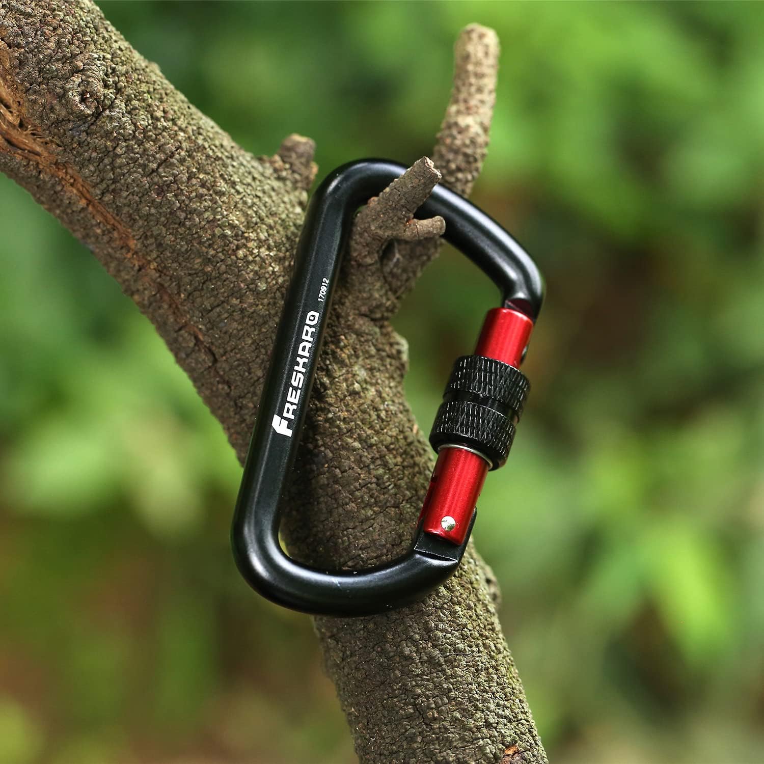 2Pcs 3inch Locking Carabiner Clips, Weight Rating 1224kg, Screw-gate Aluminum Carabiners Heavy Duty, for Hammocks, Yoga Swing, Camping, Keychain, Locking Dogs, Black